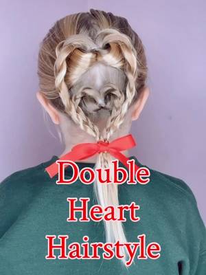 Double heart hairstyle for Valentine’s Day 💜🩷❤️ #hairstyle #hairtutorial 