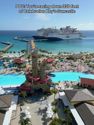 3, 2, 1, 🏁 down our Suncastle Racing Slides! Available exclusively at Celebration Key 🎉🔑, part of our Paradise Collection. #Carnivaliscalling #Carnivalcruise 