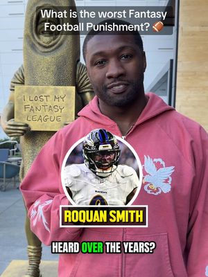 What is the worst Fantasy Football Punishment you’ve ever heard of? 🤔🏈  We asked Ravens linebacker Roquan Smith, 49ers long snapper Jon Weeks, and the legend Ronde Barber what thought in San Fransisco ahead of the Super Bowl. 🏟️ #nfl #fantasyfootball #football #guys #men