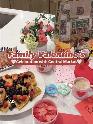 #ad This year, Valentine’s Day falls on a Saturday—which means extra time for slow mornings and sweet family moments 💗 We’re spending it together in the kitchen with Central Market making heart-shaped pancakes, sharing sweet treats, and soaking up all the giggles. I was so impressed by their Valentine’s selection—from pink bowls and heart-print coffee mugs to flowers for the table, heartfelt cards, and festive treats for our little guy. Truly a one-stop shop for everything we needed to make the morning feel special. They’ll also have fun themed meal kits and chocolate-covered strawberries available the week of Valentine’s—perfect for an easy, love-filled weekend. Can’t wait to see your spread! 💕 #CentralMarket #ReallyIntoFood #austintx #austinfamily 