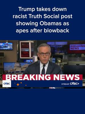 The Truth Social account of President Donald Trump on Friday morning removed a racist image showing former President Barack Obama and former first lady Michelle Obama portrayed as apes after outrage over the post. Read more at the #linkinbio or the link on screen. #CNBC