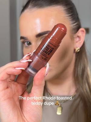 The perfect toasted teddy dupe - @rimmellondon blush in shade roasted peach 🍑 #rhodes #dupes #rimmel #creamblush #newmakeupproducts 