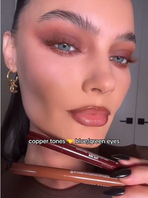 copper eyeliner + auburn mascara power duo  @caitlin wears 24/7 Liquid Stick Liners in Solar Flick + Wine Spill and Tube Job Mascara in Auburn Red
