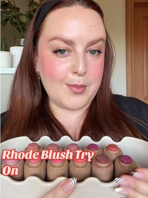 Let’s try on every shade of the @rhode skin pocket blushes  ✩ Piggy – baby pink ✩ Sprinkle – warm pearly pink ✩ Juice Box – hot pink ✩ Spicy Marg – bright coral ✩ Freckle – neutral peach ✩ Tan Line – pinky tan ✩ Sleepy Girl – soft mauve ✩ Toasted Teddy – bronze terracotta ✩ Plum – cool purple berry ✩ Date Cake – warm red berry ✩ Sun Soak – spiced orange #rhode #rhodepocketblush #rhodeblush #blushtryon #blushswatches 