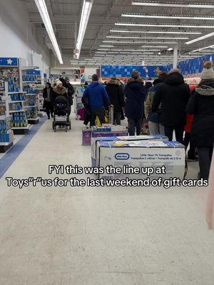This is the line up for @Toys'R'Us on the last weekend they accept gift cards 😅 #fyp #toronto #MomsofTikTok #momtok 