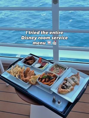 Trying (almost) the entire Disney Destiny room service menu 😚🛳️ Disney Destiny is their newest ship and they spotlight HERCULES!! One of my fav Disney movies 💪 I’m currently on their 4 night cruise so check out my stories for more fun and eats on the ship! 🛳️🐭
