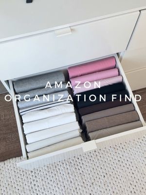 Amazon Organization Find 👚 I love how neat my drawers look with these clothes organizer. It comes in different sizes and is also great for using in your luggage when traveling! #amazonfinds #organizer #asmr #wardrobe #aesthetic 