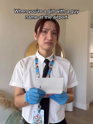 When you’re a girl with a guy name at an airport 😂 Full video on my YouTube channel! Link in my bio to watch 😘