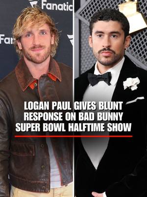 WATCH: Logan Paul's blunt answer when asked if he was excited for Bad Bunny's Super Bowl halftime show.