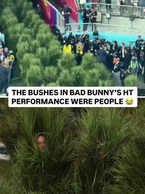 No way they brought out hundreds of people dressed as bushes for Bad Bunny’s halftime show 😭 (🎥 via ConorRyan_93 / X) #badbunny #SuperBowl #halftimeshow #nfl #nflmemes 