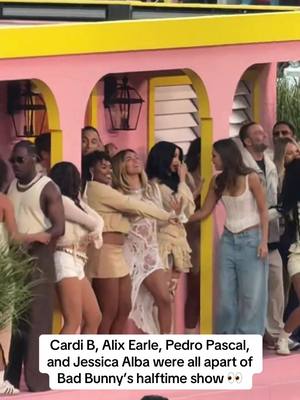 Cardi B, Alix Earle, Pedro Pascal, and Jessica Alba were all spotted in the Bad Bunny halftime show 😦 (🎥:@Talia B | Sports) #SuperBowl #nfl #cardib #alixearle #badbunny 