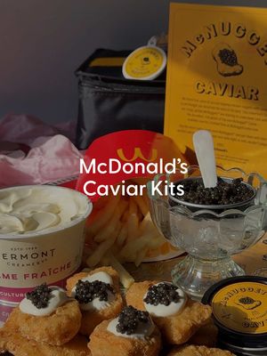 Need a last minute Valentine's Day gift? Well, @McDonald’s is dropping FREE limited-edition McNugget Caviar Kits—available at McNuggetCaviar.com starting Tuesday, Feb. 10 at 11am ET. ✨ #Food #McDonalds #Caviar #McNuggets #ValentinesDay