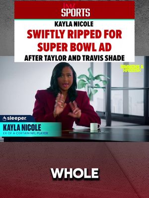 Kayla Nicole is facing heat online again ... this time, for a Super Bowl ad where she took a jab at her ex, Travis Kelce, and his fiancé, Taylor Swift ... which quickly pissed off the Swiftes. 👀😠