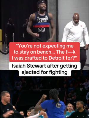 Isaiah Stewart explained why he hopped in the Pistons-Hornets scuffle despite being on the bench (via ncarboni/IG, wcnctv/IG) #NBA #basketball #pistons #isaiahstewart #nbabasketball 