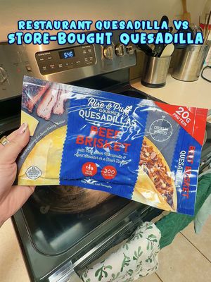 Quesadilla taste test store bought vs. restaurant! These @Rise & Puff Quesadillas quesadillas are on repeat repeat in my freezer 😭🔥 If you’re stocking up, use my discount code TEXASFOODEXPLORER for 15% off at riseandpuff.com — plus free shipping on orders over $100. Easy meals = saved. #quesadilla 