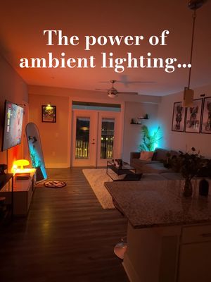 The power of ambient lighting  . . .#apartmenttherapy #nightvibes #ambientlight #apartmentaesthetic #cozyapartment 