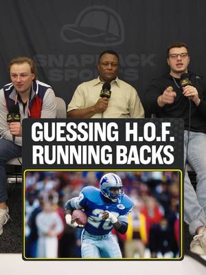 Guessing Hall of Fame Running Backs w/ Barry Sanders 🏈 #trivia #sportstrivia #nfl #runningback #hof #lions #saquonbarkley #bijan #cmc #snapbacksports
