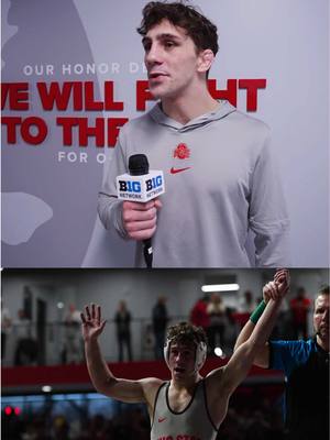 "These people have had my back for the last four years and I couldn't be more grateful for Buckeye Nation" 🌰 No. 1 at 141 lbs Jesse Mendez reflected on all the love he's received over the years from the Ohio State faithful ❤️