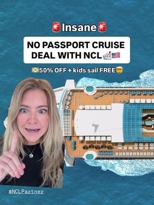 🇺🇸 If you’re an American, you do NOT need a passport to leave the country 👀 #NCLPartner As long as you’re on a closed-loop cruise- meaning the cruise starts and ends in the USA 🇺🇸- you can travel internationally without one. You just need a valid ID and an original birth certificate. If this is your first time hearing this, send this to your travel buddy ASAP ✈️ Example: A 4-night @Norwegian Cruise Line cruise to the Bahamas that starts and ends in Miami 🇺🇸 = closed-loop ✅ And the timing couldn’t be better because Norwegian Cruise Line has a HUGE SALE going on for a limited time that includes: ✨ 50% OFF all cruises (yes — even passport-required destinations like Europe) 👶 Kids sail FREE 💳 Up to $1,000 in onboard credits 🍹 Free at Sea perks (unlimited drinks, Wi-Fi, specialty dining & more) Passport still recommended for emergencies.  Follow me for more cruise tips + deals like this! #nopassportcruise #nopassportdeals #cruisedeals #nclcruise 