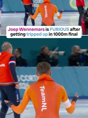 DRAMA IN SPEED SKATING 😱 Joep Wennemars was IRATE after being clipped by Lian Ziwen of China in the men’s 1000m final, potentially ruining his shot at the podium  Wennemars was granted a re-skate but was battling fatigue on the following attempt, skating worse than his original time  His original 5th-place skate stood in the final standings with a time of 1:07.58 Story on our site and the CBC News app #MilanoCortina2026 #WinterOlympics 