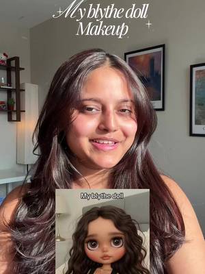 Creating my Blythe doll look ! She is so cute #blythedoll #blythe #makeuptutorial #browngirlmakeup 