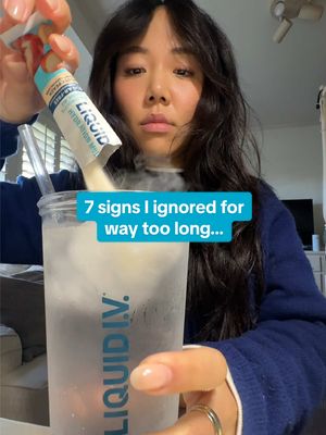 💧75% of Americans are dehydrated and don’t even know it… here are 7 signs to look for:  1. Yellow Pee: One of the easiest ways to know if you’re dehydrated is through your pee. If you notice that you are rarely going to the bathroom throughout the day and/or your pee is darker in color, that could be a sign you’re dehydrated.  2. Thirst: Mouth feeling like a desert? Feeling thirsty could mean your body needs fluids and may indicate mild dehydration.  3. Fatigue: Feeling that mid-day slump or decrease in physical energy? This may mean you’re dehydrated and it’s time for a proper hydration break.  4. Brain Fog: Ever feel like you’re losing your train of thought? Take a sip! Dehydration may make it difficult to concentrate, focus, or think clearly and can impair cognition.  5. Nausea: Dehydration may cause nausea for several reasons, primarily due to fluid and electrolyte imbalances.  6. Headaches: Tension headaches you experience throughout the day may be due to dehydration. That ringing? It could be dehydration calling. Hello, you need to hydrate!  7. Irritability: Feel like you're snapping at everyone? Being dehydrated can impact mental performance, cognition function and mood.  If you think your body might be throwing you these signals 🚨, don’t ignore them! #liquidiv #takealook 