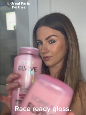 Glossy hair > helmet hair 💅 Thank you @loréal paris usa Elvive for saving my post-race look #lorealparishaircare #lorealparispartner #haircareroutine 