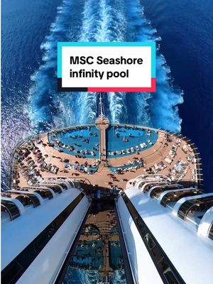 If you need us, we’ll be here all day 🌊 Located at the aft, the infinity pool on MSC Seashore offers an ideal place to relax, soak up the sun, and watch the waves drift by. 📸 @Paulo Travels / Cruises✈️🇨🇦  #MSCCruises #cruisetok #cruiseship #infinitypool #seaviews