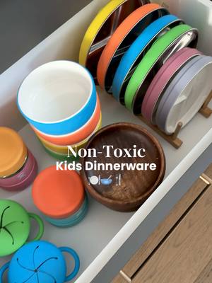 Non-toxic kids dinnerware clean out + reset 🧼🍽️🥣 ✨ Save this post for later ✔️ 👉 All the links are in my bio under ShopMy → Mom Life I finally tackled my kids’ bottom drawer and swapped out the last of our plastic and stuff they’ve outgrown for materials I feel so much better about. It’s such a small change but it brings so much peace of mind. Here’s what we switched to: • Stainless steel plates (with lids + suction) 🍽️ @Elk and Friends  • Stainless steel cups 🥤 • Ceramic bowls with silicone sleeves 🥣 • Stainless steel cutlery 🍴 • Stainless steel thermos + bento boxes @hydroflask @TheGoodKiind  Everything stacks better, looks cleaner, and the kids can grab what they need on their own. Simple, safe, and functional ✨