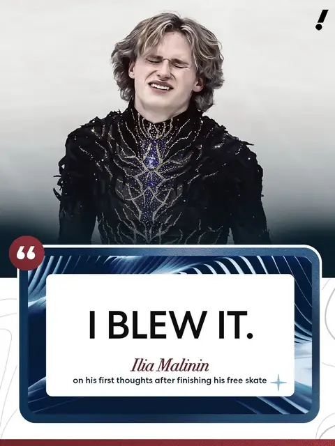 Ilia Malinin's first thought after finishing 8th in free skate.  The gold medal favorite finished in 8th place after entering first going into Friday's event. #olympics #winter #winterolympics 