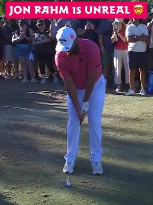 JON. RAHM.  An incredible hole out on the 18th for eagle and tie for the lead heading into the final round 🤯 #golftok #fyp #golf 