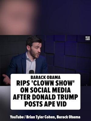 Barack Obama's finally responding to President Donald Trump sharing a video depicting him and his wife as apes ... part of the "clown show" he says the current prez is putting on. 🎥 YouTube / Brian Tyler Cohen, Barack Obama