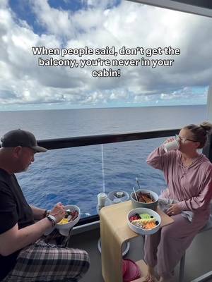 This was our very first cruise 🚢 and we didn’t know. We have heard people say before that you won’t be in the cabin much. No need for a balcony. Especially on a @virginvoyages with the hammock!  Let me tell you, Get The Balcony! We have used it so much. For relaxing, watching sunset, and sunrise, and for eating. And the views can’t be beat!  Have you been on a cruise?  #balconyviews #adultsonly #nokidsnochaos #firstcruise #cruise    