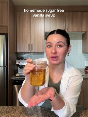 SUGAR FREE VANILLA SYRUP Full recipe and details on my website: https://katerinafaith.com/homemade-sugar-free-vanilla-syrup/ Ingredients: 1 cup granulated allulose 1 cup water ¼ teaspoon salt ½-1 tablespoon vanilla extract, adjust to taste Instructions: Set the vanilla extract aside for later. Add the allulose, water, and salt to a small saucepan and stir to combine. Place the saucepan over high heat and bring the mixture to a boil. Once boiling, reduce the heat to medium-low and let the syrup simmer for 10 minutes. Remove the saucepan from the heat and stir in the vanilla extract. Use the syrup right away, or allow it to cool completely before transferring to a syrup bottle or airtight container. Store in the refrigerator for up to 3 weeks. #sug#sugarfreesyrupm#homemadesyrupa#diabeticfriendlygarfreecoffee