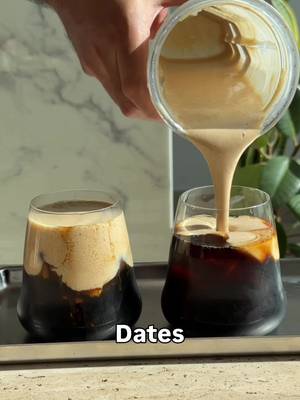Dates and coffee Ingredients  Dates 5-6  Cream 1/2 cup Milk 1/2 cup Cold brew coffee Ice cubes  You can use coconut cream and coconut milk for dairy free versions. I tried it and it’s also tastes so good.  #ramadan2026 #coffeerecipe #coffeebro