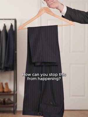 If you've ever wondered how to get your trousers to stop sliding off their hanger, be sure to save this video for future reference.  Before getting into the technique I demonstrate here - known as the Savile Row fold - the easiest way to stop this from happening is to use a hanger with a felt trouser bar. A felted trouser bar will help secure your trousers and keep them from falling off.  However, if you don't have one of those particular hangers, let me show you a technique called the Savile Row fold. This is a simple (and ingenious) method to completely prevent trouser slippage off the hanger. 