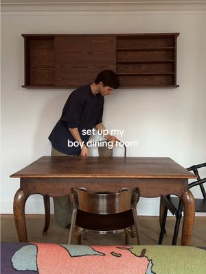 finally ready to host! lmk what you think of my dining space so far #boyapartment #diningroom #woodworking #vintage 