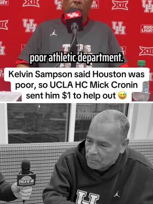 Kelvin Sampson’s NIL at Houston lags behind other programs, so Mick Cronin took it upon himself to help out. 💀 (🎥: ChrisYBaldwin, Field of 68) #houston #cbb #MarchMadness #kelvinsampson #mickcronin 