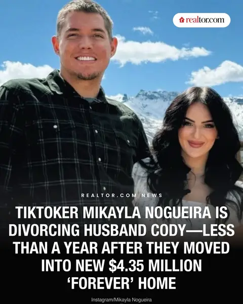 TikTok sensation Mikayla Nogueira has confirmed that she and Cody Hawken are divorcing—less than one year after they purchased a $4.35 million Massachusetts mansion for a "fresh start." The 27-year-old announced the news of the split from Hawken in a TikTok video, revealing to fans that the former couple, who began dating in 2020 and tied the knot in 2023, had separated in 2025. #mikaylanogueira #massachusetts #divorce #realestate 