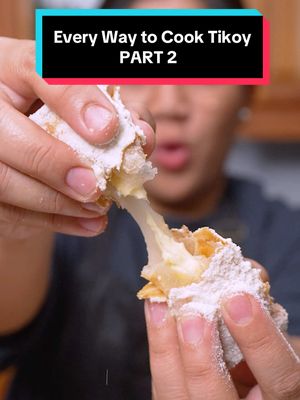 EVERY WAY TO COOK TIKOY 🐎🥮 PART 2 Happy Chinese New Year! How do you cook yours? Palitaw Ingredients 2 ¼ + ⅛ cups glutinous rice flour 1 cup water 1 cup grated coconut ½ cup granulated sugar ½ cup roasted sesame seeds ⸻ Buchi Tikoy Ingredients 1 cup white sesame seeds White tikoy Oil for deep frying ⸻ Kalamay sa Latik Ingredients White tikoy 3 cups coconut cream 2 cups hot water ½ cup brown sugar ½ cup white sugar ⸻ Milky Cheese Tikoy Lumpia Ingredients 1 cup powdered milk ½ cup powdered sugar Lumpia wrapper (small) White tikoy 1 bar Eden regular cheese Oil for deep frying ⸻ Ginataang Tikoy with Mangoes Ingredients Coconut milk – 2 cups White sugar – ½ cup Ripe mangoes – 3 pcs. Sago – precooked White tikoy Ube tikoy 1 cup hot water ½ tsp salt ⸻ Tteokbokki Ingredients Tteokbokki sauce (premix) 1 cup water White tikoy Korean fish cake sheets Leeks Mozzarella cheese to top ⸻ Chewy Dubai Chocolate Cookies Ingredients 1 cup kataifi ½ cup pistachio spread ½ cup cocoa powder Chocolate tikoy #tikoy #cny #chinesenewyear #tikoyrecipe #food