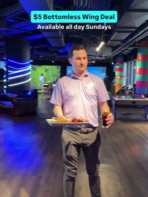 Sundays just got a whole lot better. Get fries, a soda, AND bottomless boneless wings, for only $5! At participating locations only. Restrictions apply.