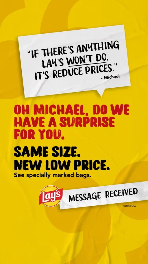 We did the thing. The Lay's you love, same size, new low price.