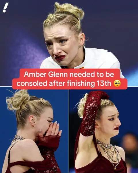 Amber Glenn filled with emotion after finishing in 13th place, scoring a 67.39 in short program qualifying 🥹 #amberglenn #figureskating #winterolympics #olympics