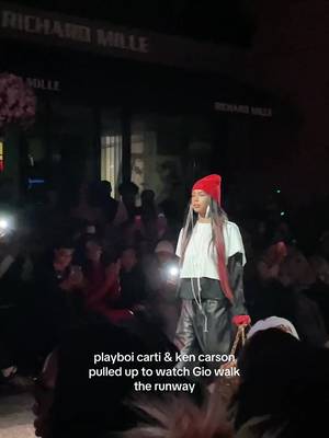 Playboi Carti & Ken Carson pulled up to watch Gio walk for High Risk’s fashion show #playboicarti #kencarson #fashionweek #fashiontiktok @playboicarti @richardmilly1996 @Ken Carson @Giovanna Ramos  