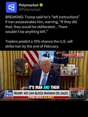 President Trump warned that if Iran ever assassinates him, he has already left orders for the U.S. to “obliterate” the country in retaliation — saying Iran would be wiped off the map.