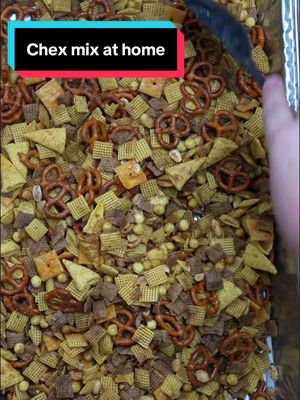 I told her I would get to it.. well today was the day to make homemade Chex mix… just 3 months late Chex Mix  18oz Box Wheat Chex 18oz Box Corn Chex 4 cups kix cereal 7oz cheese crackers 2-4 cups of Bugles 16oz bag mini pretzels 16oz peanuts or cashews Sauce 2lbs Butter 2/3 Cups Worcestershire sauce 4-6 Tbsps creole seasoning 3-4 Tbsps Garlic powder 4 Tbsps preffered hot sauce Preheat oven to 225 In two large aluminum pans pour in all Chex ingredients equally and mix In a large pot melt butter and add Worcestershire sauce, seasonings, and hot sauce whisking together Pour evenly over top Chex in pans carefully and mix (a lot of times people will put all the mix in a clean empty bucket or trash can and just cover it and shake it) but you can just cover and mix til butter is evenly distributed Bake for 4 hours stirring every hour to keep tops from getting over toasted Carefully remove and let cool before placing in ziplock bags to give away or enjoy later #recipes #EasyRecipes #chexmix #holmescooking