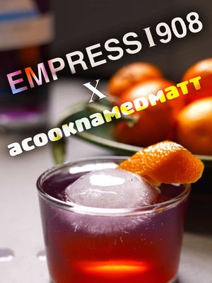 it’s a Not-grin with fancy ice and pomegranate juice with dandelion tea to mimick vermouth 