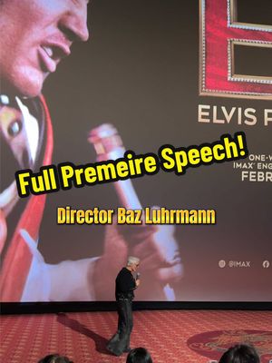 ⚡️Director @bazluhrmann full speech for @epic.themovie at the @chinesetheatres on 2.18.26  Seeing Lost footage of Elvis on the big screen @imax was truly EPIC. Go feel what it as like to see Elvis this week in IMAX for one week only! I can not wait to watch again.  Thank you Baz!✨🧡 #bazluhrmann #elvis #elvispresley #epicmovie 