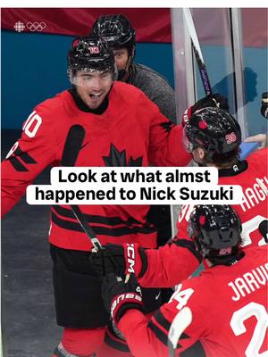 "I kind of blacked out" 😅 Look at what almost happened to Nick Suzuki after his game-tying goal against Czechia Wednesday 👀 #MilanoCortina2026 #Olympics #winterolympics #teamcanada 