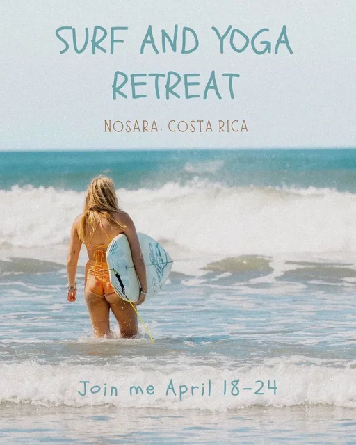 Imagine spending a week in Costa Rica learning to surf, doing yoga, watching sunsets, and making friends from around the world. Cannot wait to bring another group back to the town I now kinda call home. 🌺Comment or message "dream trip" for details. ✨April 18 to 24 📍Nosara, Costa Rica All Women Surf and Yoga Retreat This trip is about so much more than surfing. It's about stepping out of your comfort zone, connecting with locals and culture, making incredible friendships, and giving yourself space to reset, grow, and feel inspired again.🌊🌞  #costarica #nosara #surf #yoga #grouptrip 